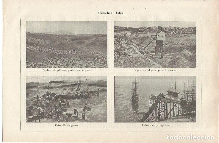 Otros art&iacute;culos de coleccionismo en papel: LAMINA ESPASA 34784: vistas varias de las islas CHINCHAS - Varios