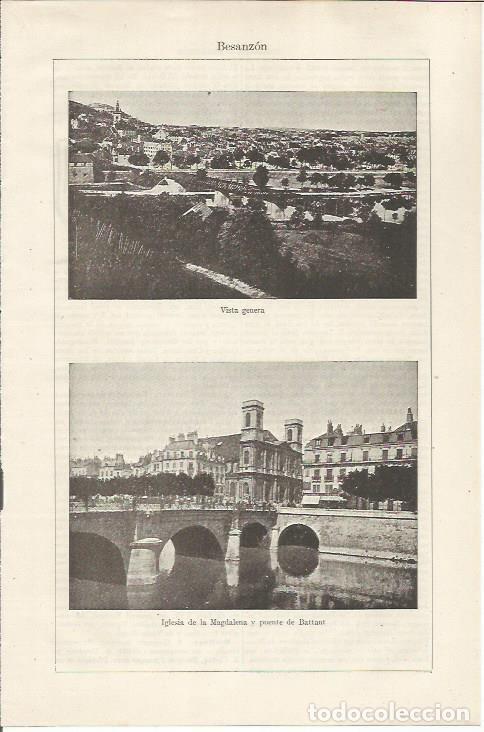 Otros art&iacute;culos de coleccionismo en papel: LAMINA ESPASA 34488: Iglesia de la Magdalena y Puente de Battant en Besanzon, Francia - Varios