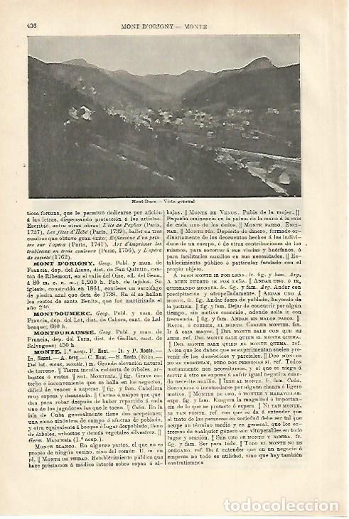 Otros art&iacute;culos de coleccionismo en papel: LAMINA ESPASA 27974: Vista de Mont-Dore Francia - Varios