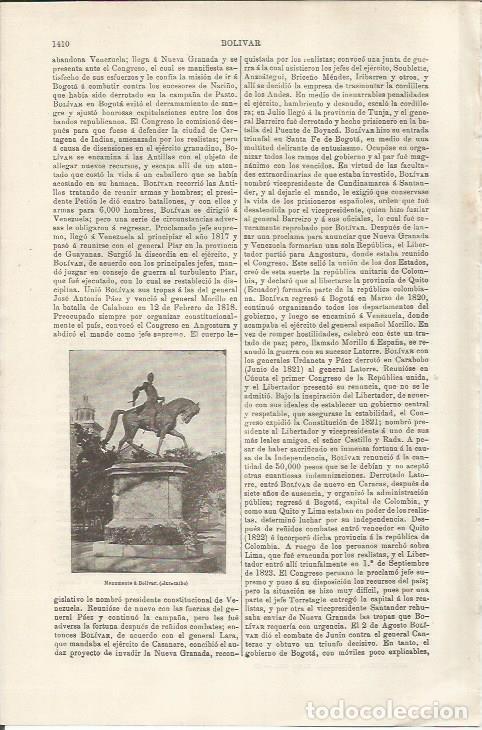 Otros art&iacute;culos de coleccionismo en papel: LAMINA ESPASA 34628: Monumento a Bolivar en Maracaibo - Varios