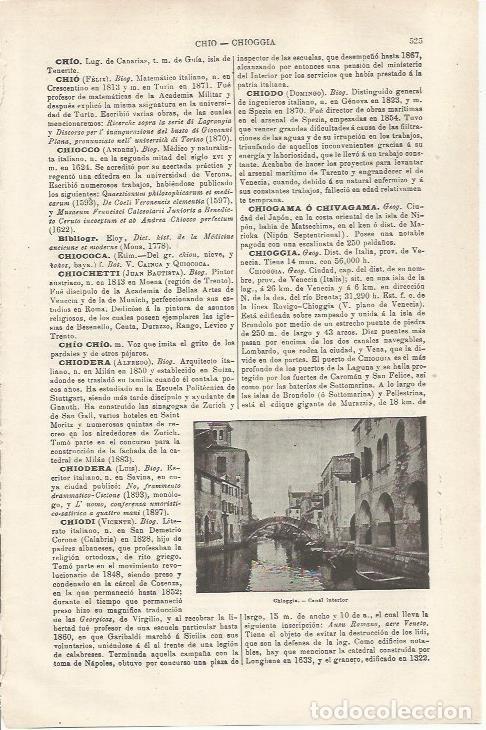 Otros art&iacute;culos de coleccionismo en papel: LAMINA ESPASA 34788: Canal interior de Chioggia, Italia - Varios