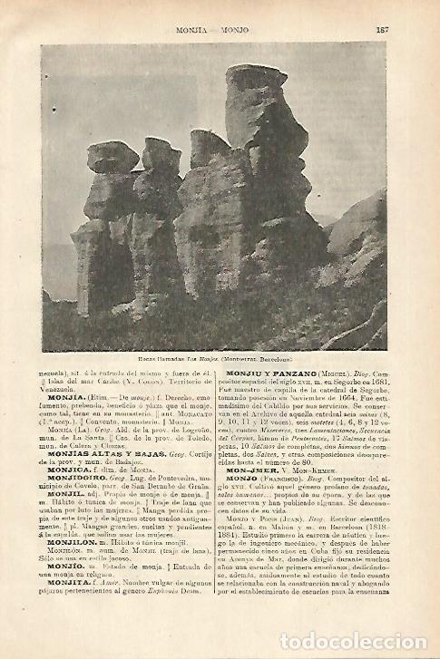 Otros art&iacute;culos de coleccionismo en papel: LAMINA ESPASA 27916: Rocas Los Monjes en Montserrat Barcelona - Varios