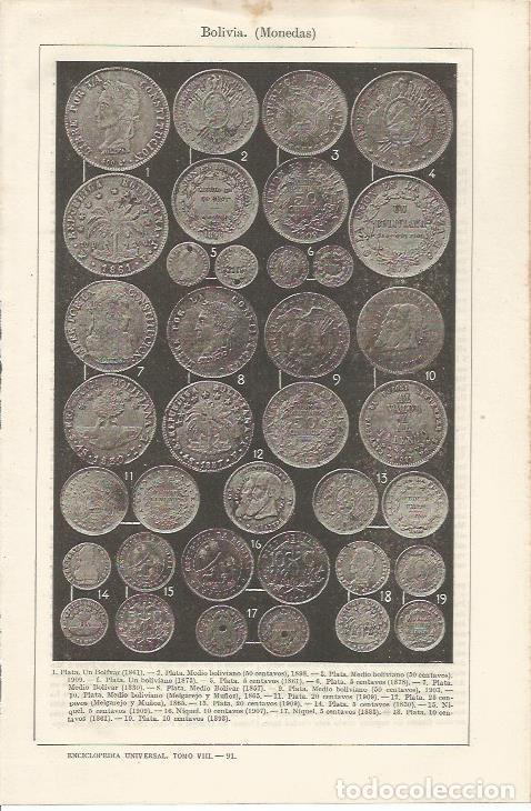 Otros art&iacute;culos de coleccionismo en papel: LAMINA ESPASA 34630: Monedas de Bolivia - Varios