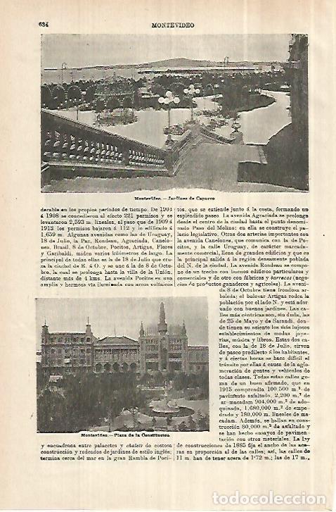 Otros art&iacute;culos de coleccionismo en papel: LAMINA ESPASA 28015: Jardines del Capurro en Montevideo Uruguay - Varios