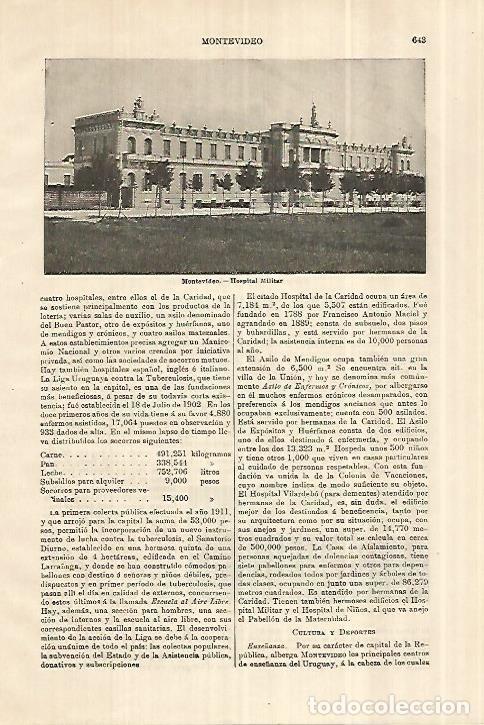 Otros art&iacute;culos de coleccionismo en papel: LAMINA ESPASA 28020: Hospital Militar en Montevideo - Varios