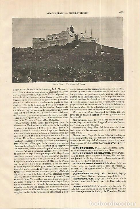 Otros art&iacute;culos de coleccionismo en papel: LAMINA ESPASA 28025: Fortaleza del Cerro en Montevideo - Varios