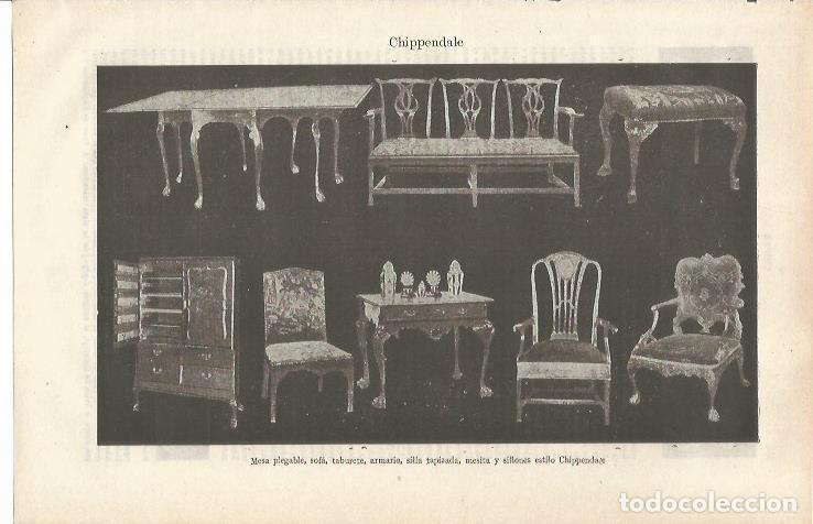 Otros art&iacute;culos de coleccionismo en papel: LAMINA ESPASA 34791: Muebles estilo CHIPPENDALE - Varios
