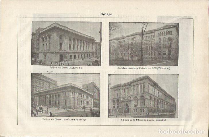 Otros art&iacute;culos de coleccionismo en papel: LAMINA ESPASA 34721: Biblioteca Newberry, Banco Northern Trust, Biblioteca Publica de Chicago - Vari