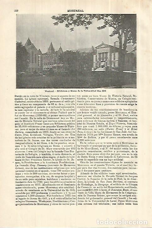 Otros art&iacute;culos de coleccionismo en papel: LAMINA ESPASA 28046: Biblioteca y Museo de Montreal Canada - Varios