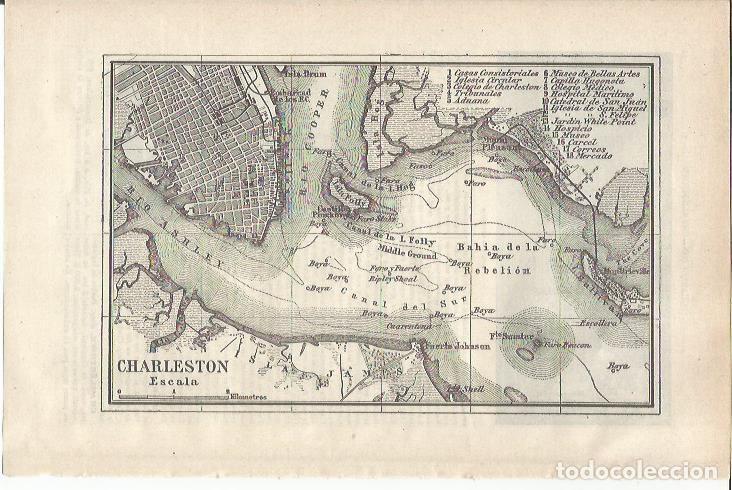 Otros art&iacute;culos de coleccionismo en papel: LAMINA ESPASA 34664: Plano de Charleston, Estados Unidos - Varios