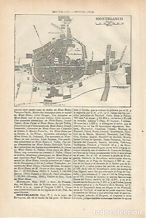 Otros art&iacute;culos de coleccionismo en papel: LAMINA ESPASA 27968: Plano de Montblanch Tarragona - Varios