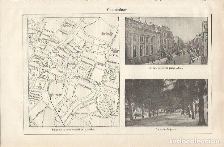 Otros art&iacute;culos de coleccionismo en papel: LAMINA ESPASA 34694: Plano y calles de Cheltenham, Inglaterra - Varios