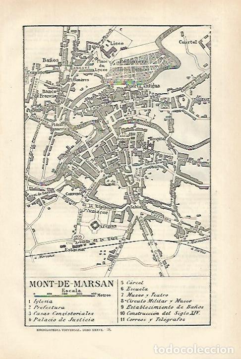 Otros art&iacute;culos de coleccionismo en papel: LAMINA ESPASA 27973: Plano de Mont-de-Marsan Francia - Varios