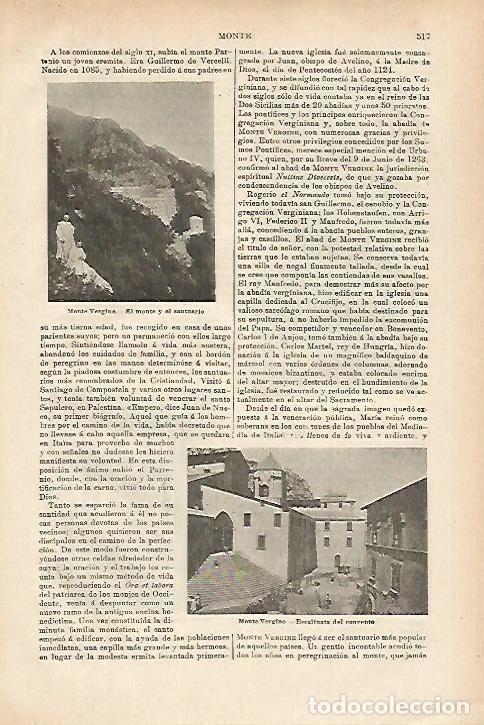 Otros art&iacute;culos de coleccionismo en papel: LAMINA ESPASA 27983: Santuario de Monte Vergine Italia - Varios
