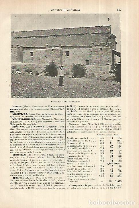 Otros art&iacute;culos de coleccionismo en papel: LAMINA ESPASA 28032: Castillo de Montilla Cordoba - Varios