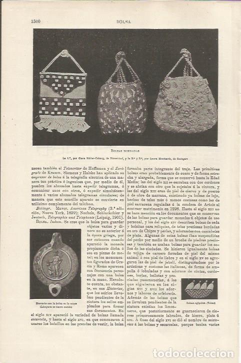 Otros art&iacute;culos de coleccionismo en papel: LAMINA ESPASA 34644: Bolsas bordadas - Varios