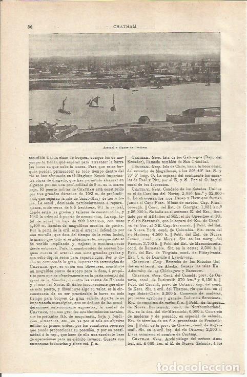 Otros art&iacute;culos de coleccionismo en papel: LAMINA ESPASA 34681: Arenal y dique de Chatham, Estados Unidos - Varios