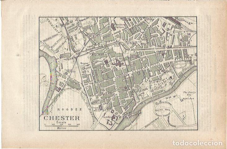 Otros art&iacute;culos de coleccionismo en papel: LAMINA ESPASA 34708: Plano de Chester, Inglaterra - Varios