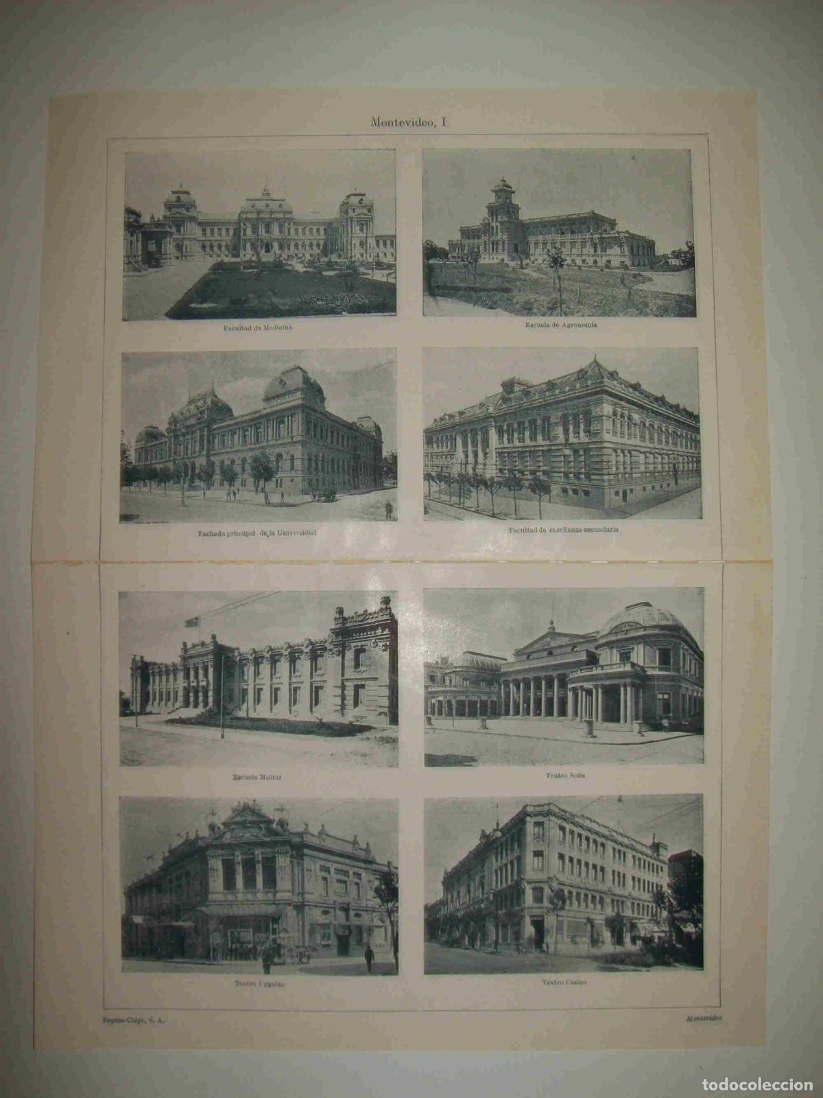 Otros art&iacute;culos de coleccionismo en papel: LAMINA ESPASA 28014: Vistas de Montevideo Uruguay - Varios