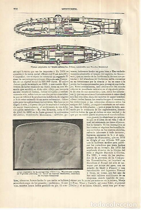 Otros art&iacute;culos de coleccionismo en papel: LAMINA ESPASA 28070: El submarino Ictilineo - Varios
