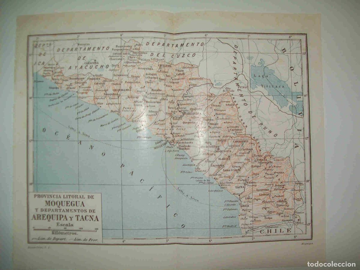 Otros art&iacute;culos de coleccionismo en papel: LAMINA ESPASA 28075: Mapa de la pri&iexcl;ovincia de Moquegua Peru - Varios