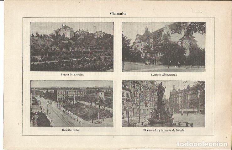 Otros art&iacute;culos de coleccionismo en papel: LAMINA ESPASA 34698: Parque, Sanatorio Zimmermann y Estacion central de Chemnitz, Alemania - Varios