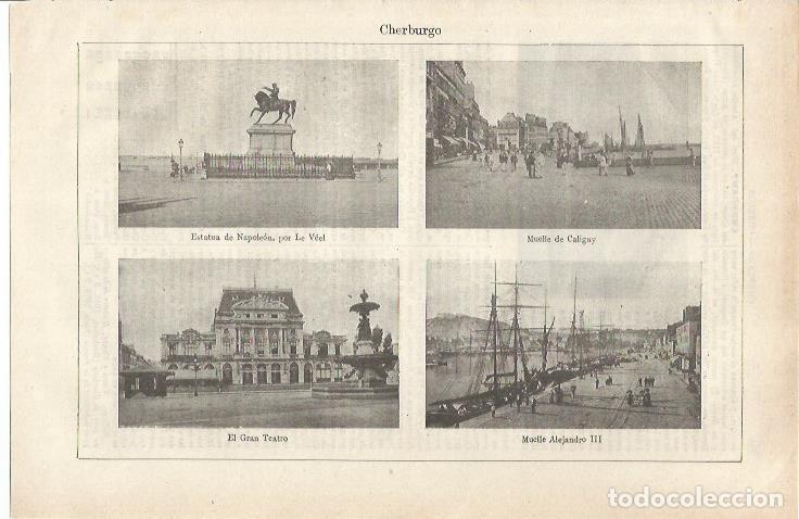 Otros art&iacute;culos de coleccionismo en papel: LAMINA ESPASA 34703: Estatua de Napoleon, Muelle de Caligny, Gran Teatro y Muelle Alejandro III de C