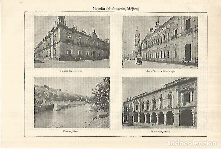Otros art&iacute;culos de coleccionismo en papel: LAMINA ESPASA 28096: Vistas de Morelia Mexico - Varios
