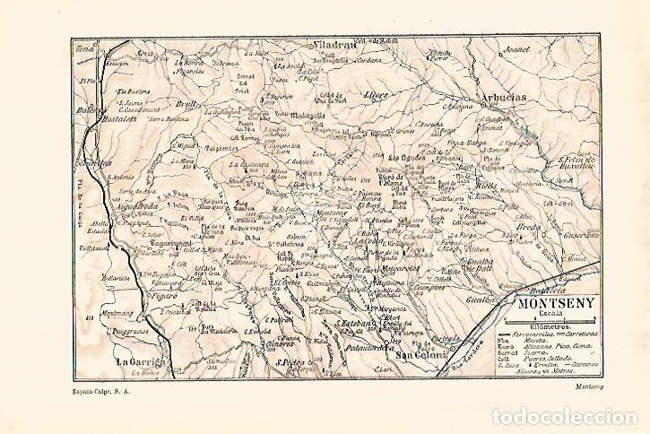 Otros art&iacute;culos de coleccionismo en papel: LAMINA ESPASA 28055: Mapa del Montseny Barcelona - Varios