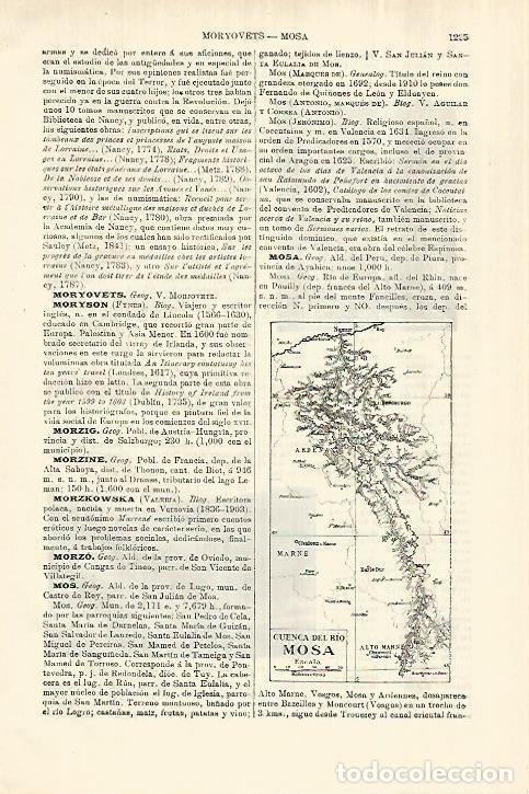 Otros art&iacute;culos de coleccionismo en papel: LAMINA ESPASA 28133: Mapa de la cuenca del rio Mosa - Varios