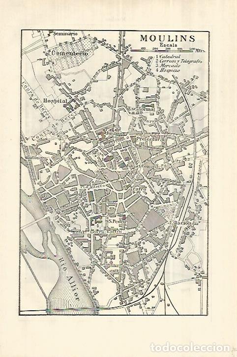 Otros art&iacute;culos de coleccionismo en papel: LAMINA ESPASA 28181: Plano de Moulins Francia - Varios
