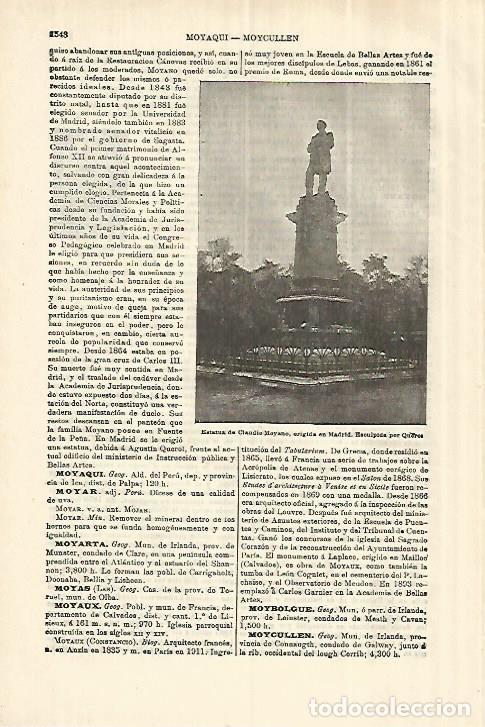 Otros art&iacute;culos de coleccionismo en papel: LAMINA ESPASA 28186: Estatua de Claudio Moyano en Madrid - Varios