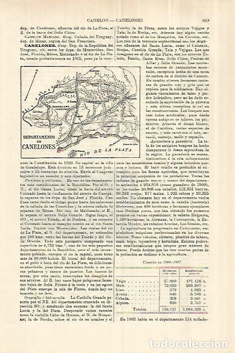 Otros art&iacute;culos de coleccionismo en papel: LAMINA ESPASA 28206: Mapa del Departamento de Canelones Uruguay - Varios