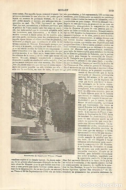 Otros art&iacute;culos de coleccionismo en papel: LAMINA ESPASA 28188: Monumento a Mozart en Viena - Varios