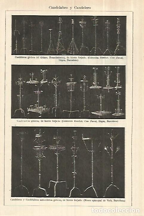Otros art&iacute;culos de coleccionismo en papel: LAMINA ESPASA 28198: Candelabros goticos - Varios