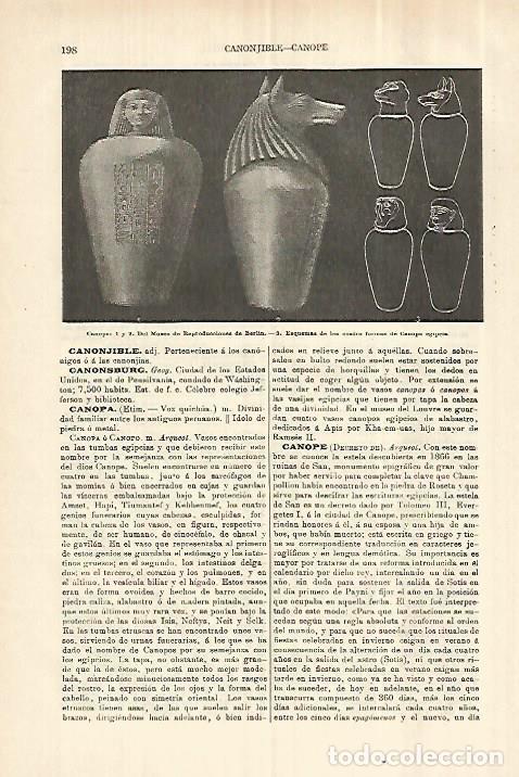 Otros art&iacute;culos de coleccionismo en papel: LAMINA ESPASA 28213: Vasos canopes de Egipto - Varios