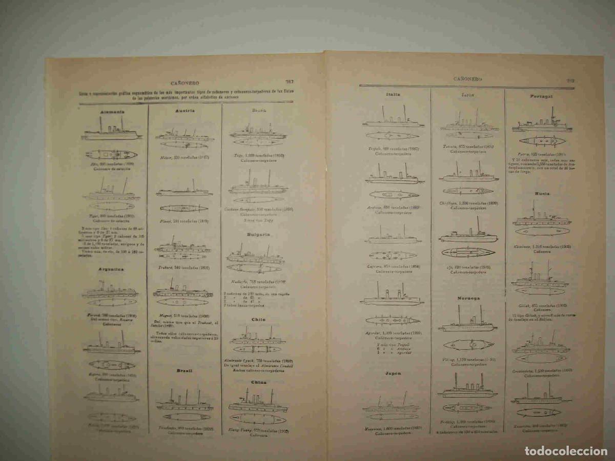 Otros art&iacute;culos de coleccionismo en papel: LAMINA ESPASA 28253: Ca&ntilde;oneros de Italia Japon Portugal Francia Noruega Alemania - Varios