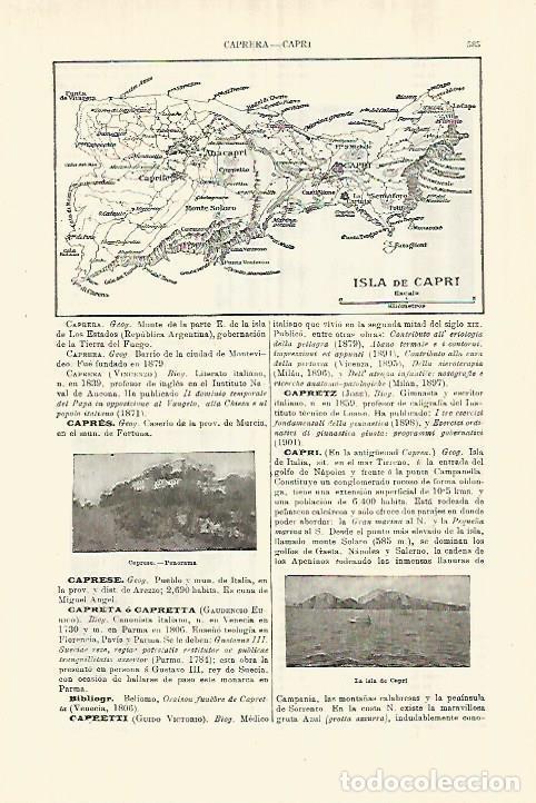 Otros art&iacute;culos de coleccionismo en papel: LAMINA ESPASA 28283: Mapa de la isla de Capri Italia - Varios