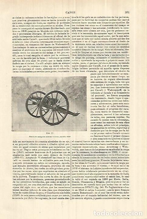 Otros art&iacute;culos de coleccionismo en papel: LAMINA ESPASA 28240: Ca&ntilde;on de sistema Lahitte modelo 1858 - Varios