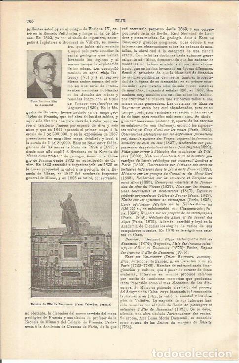 Otros art&iacute;culos de coleccionismo en papel: LAMINA ESPASA 35602: Estatua de Elie de Beaumont - Varios