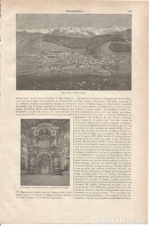 Otros art&iacute;culos de coleccionismo en papel: LAMINA ESPASA 35553: Vista de Einsieldeln, Suiza - Varios