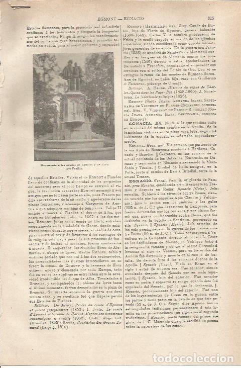 Otros art&iacute;culos de coleccionismo en papel: LAMINA ESPASA 35541: Monumento a los condes de Egmont - Varios