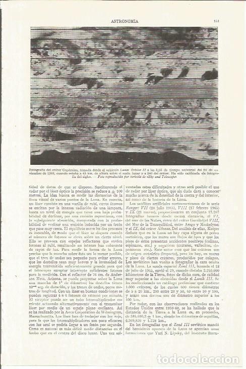 Otros art&iacute;culos de coleccionismo en papel: LAMINA ESPASA 35755: Fotografia del crater Copernico - Varios