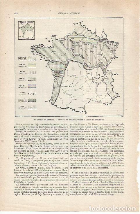 Otros art&iacute;culos de coleccionismo en papel: LAMINA ESPASA 35317: Mapa de la Batalla de Francia en junio de 1940 - Varios