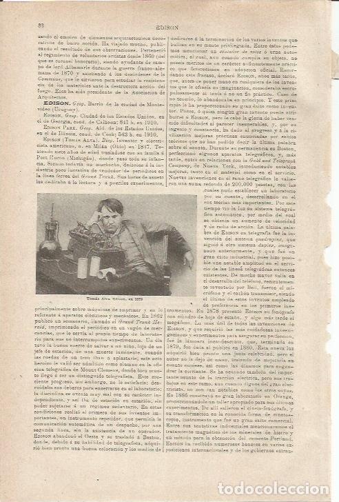 Otros art&iacute;culos de coleccionismo en papel: LAMINA ESPASA 35462: Tomas Edison en 1878 - Varios