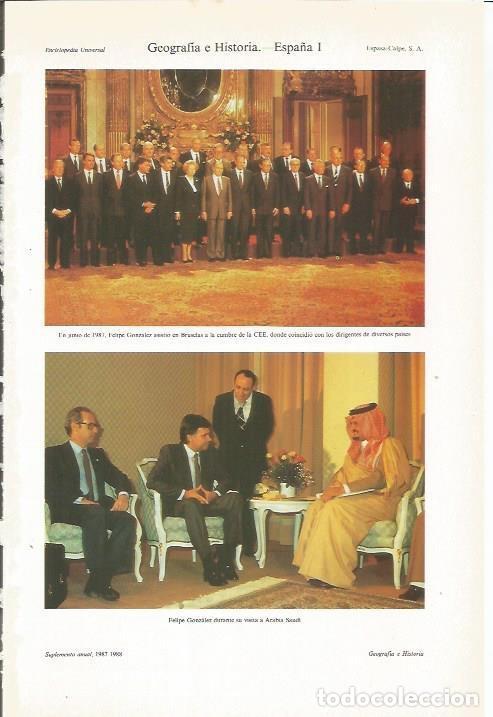 Otros art&iacute;culos de coleccionismo en papel: LAMINA ESPASA 35396: Cumbre de la EEE en 1987 y Felipe Gonzalez en Arabia Saudi - Varios