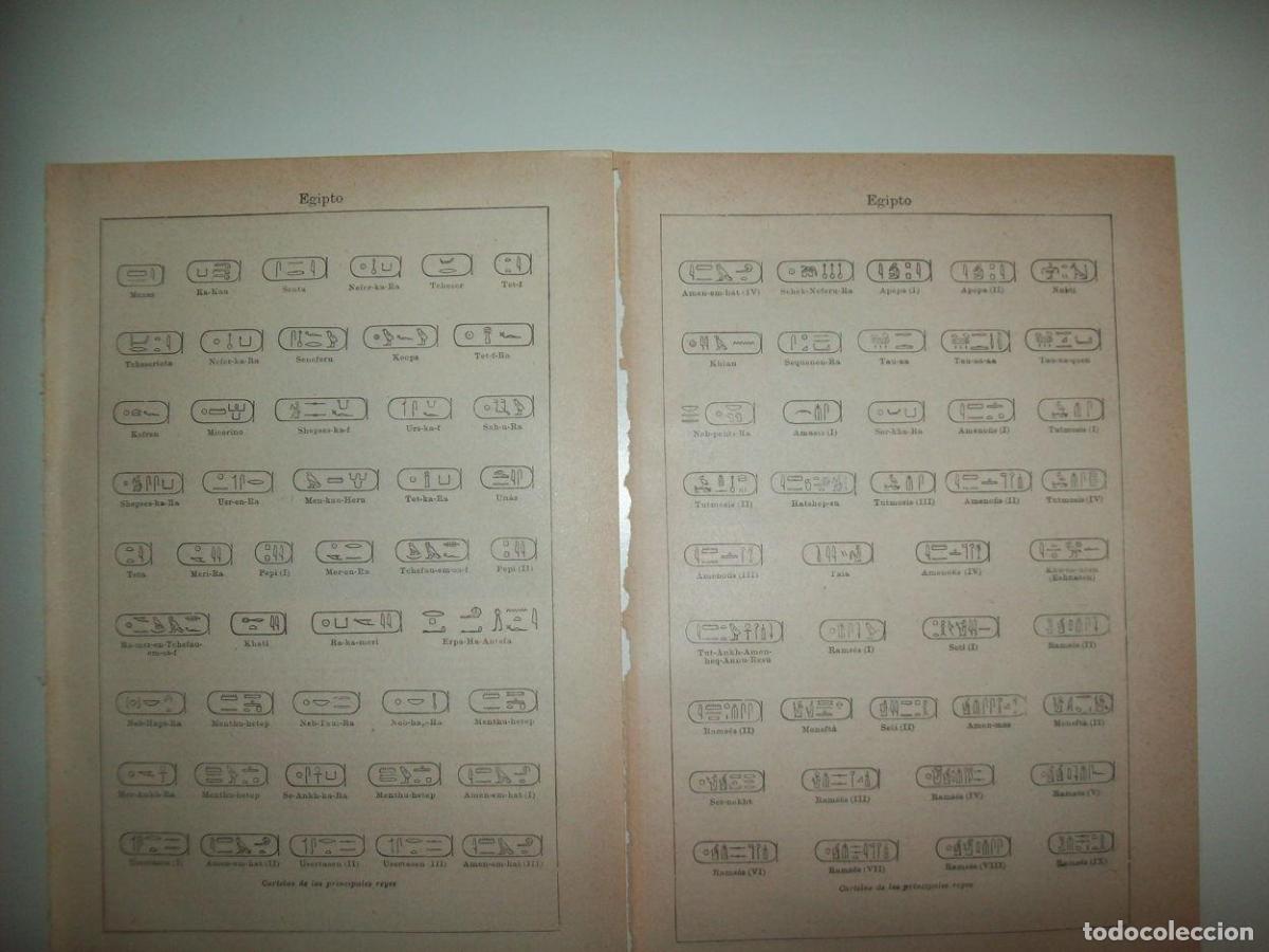 Otros art&iacute;culos de coleccionismo en papel: LAMINA ESPASA 35509: Cartuchos de los principales reyes de Egipto - Varios