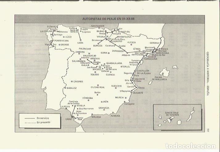 Otros art&iacute;culos de coleccionismo en papel: LAMINA ESPASA 35393: Mapa de las autopistas de peaje de Espa&ntilde;a - Varios
