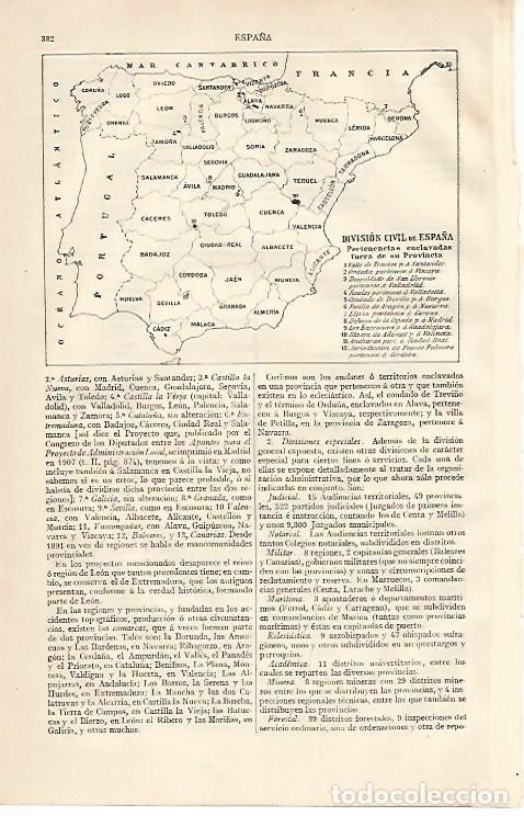 Otros art&iacute;culos de coleccionismo en papel: LAMINA ESPASA 10149: Division civil en Espa&ntilde;a - Varios