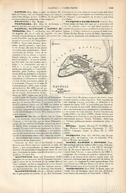 Otros art&iacute;culos de coleccionismo en papel: LAMINA ESPASA 10754: Plano de Nauplia Grecia - Varios